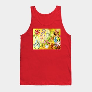 Floral Pattern in a Yellow Sky Tank Top